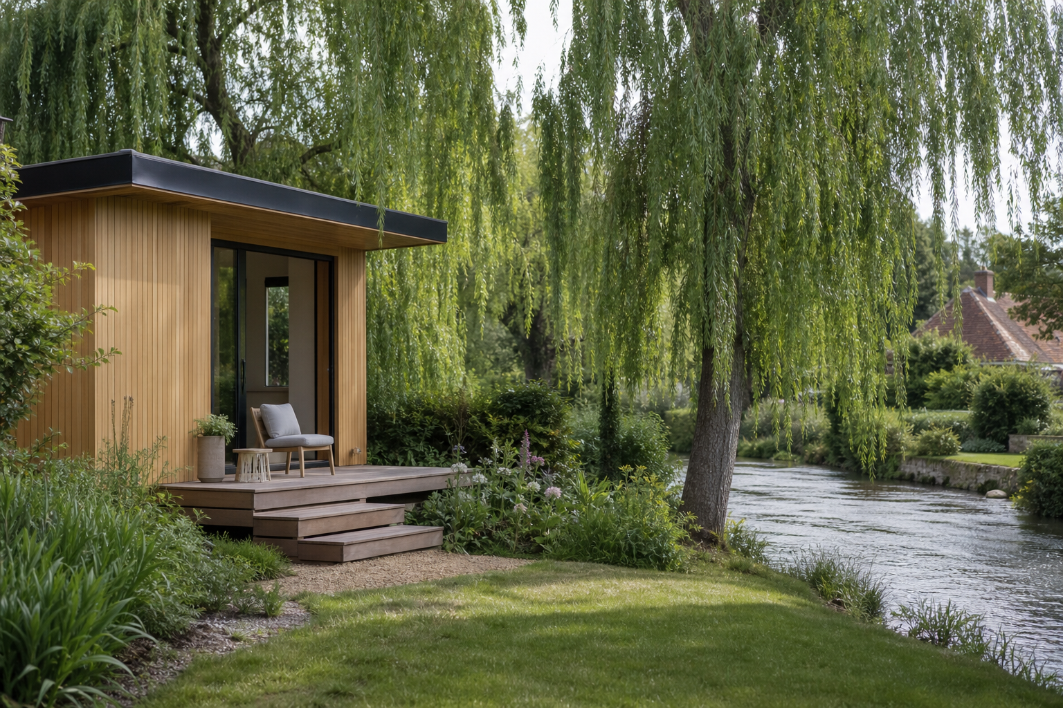 Contemporary bespoke garden room in a Hertford garden