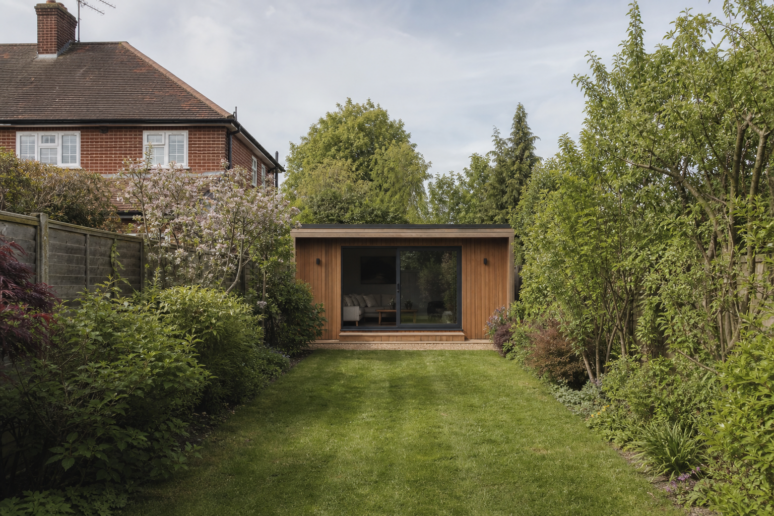 Contemporary bespoke garden office in a Watford garden