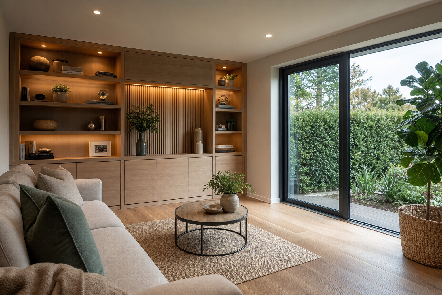 Premium garden room interior showing quality craftsmanship and finishes