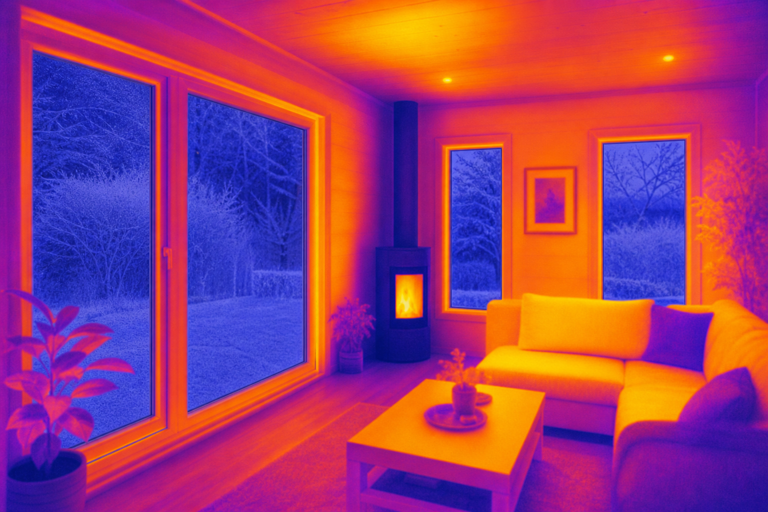 Well-insulated garden room interior comfortable through winter months
