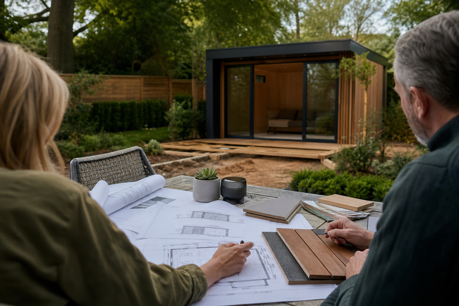 Bespoke garden room design consultation in a Hertfordshire garden