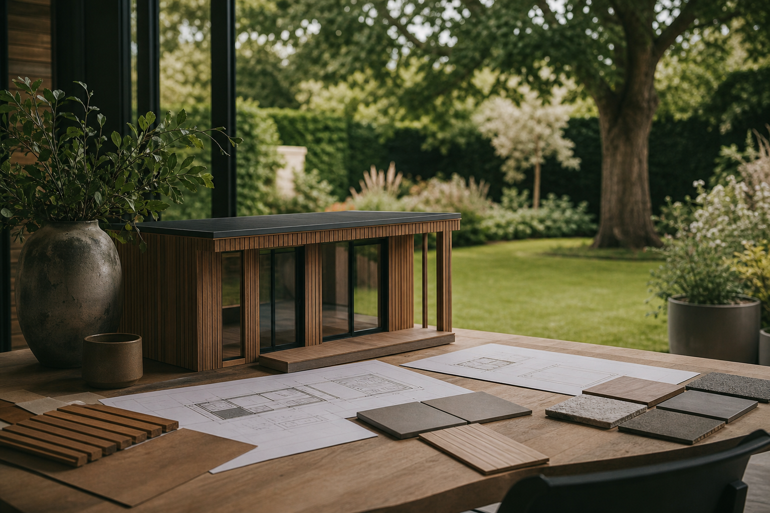 Bespoke garden room design consultation in a Hertfordshire garden