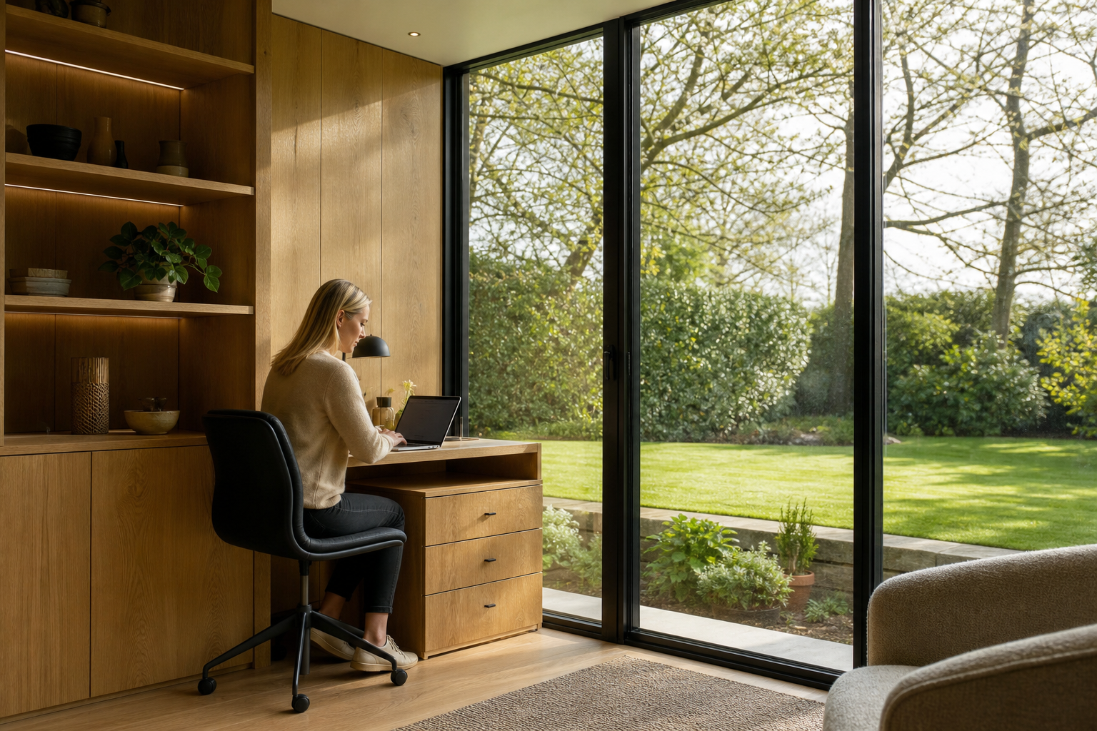 Bespoke garden office in a Hertfordshire garden