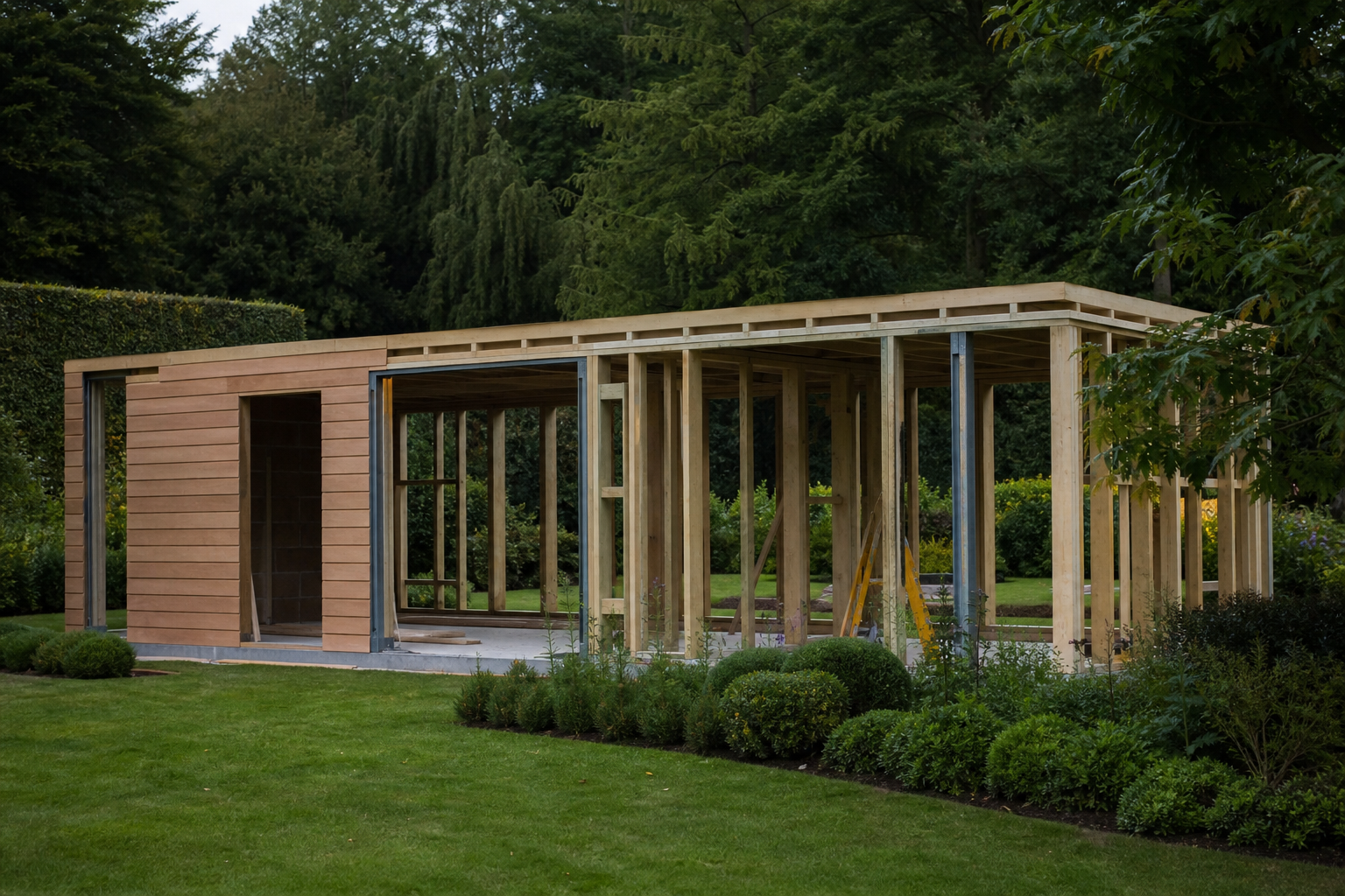 Premium garden room construction in a Hertfordshire garden