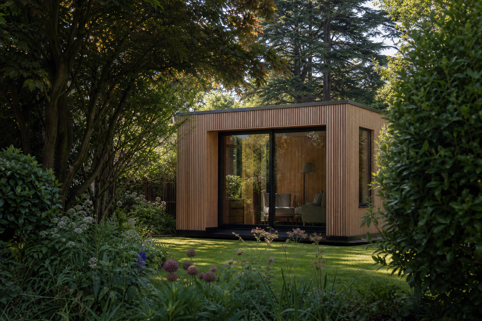 Opposite view of the studio within the Harpenden garden