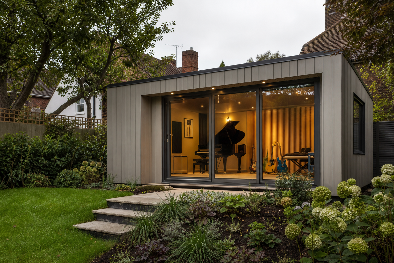 Composite-clad insulated garden studio in Hitchin