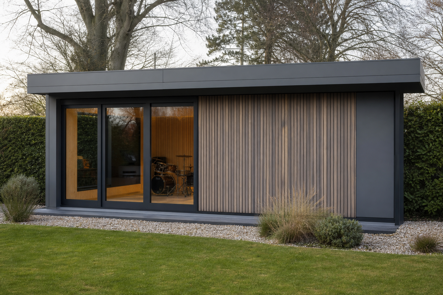 Opposite elevation of the insulated studio